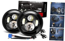2PCS 7 Inch Round Cree Headlight High Low Beam for JK Headlight White 2Pcs