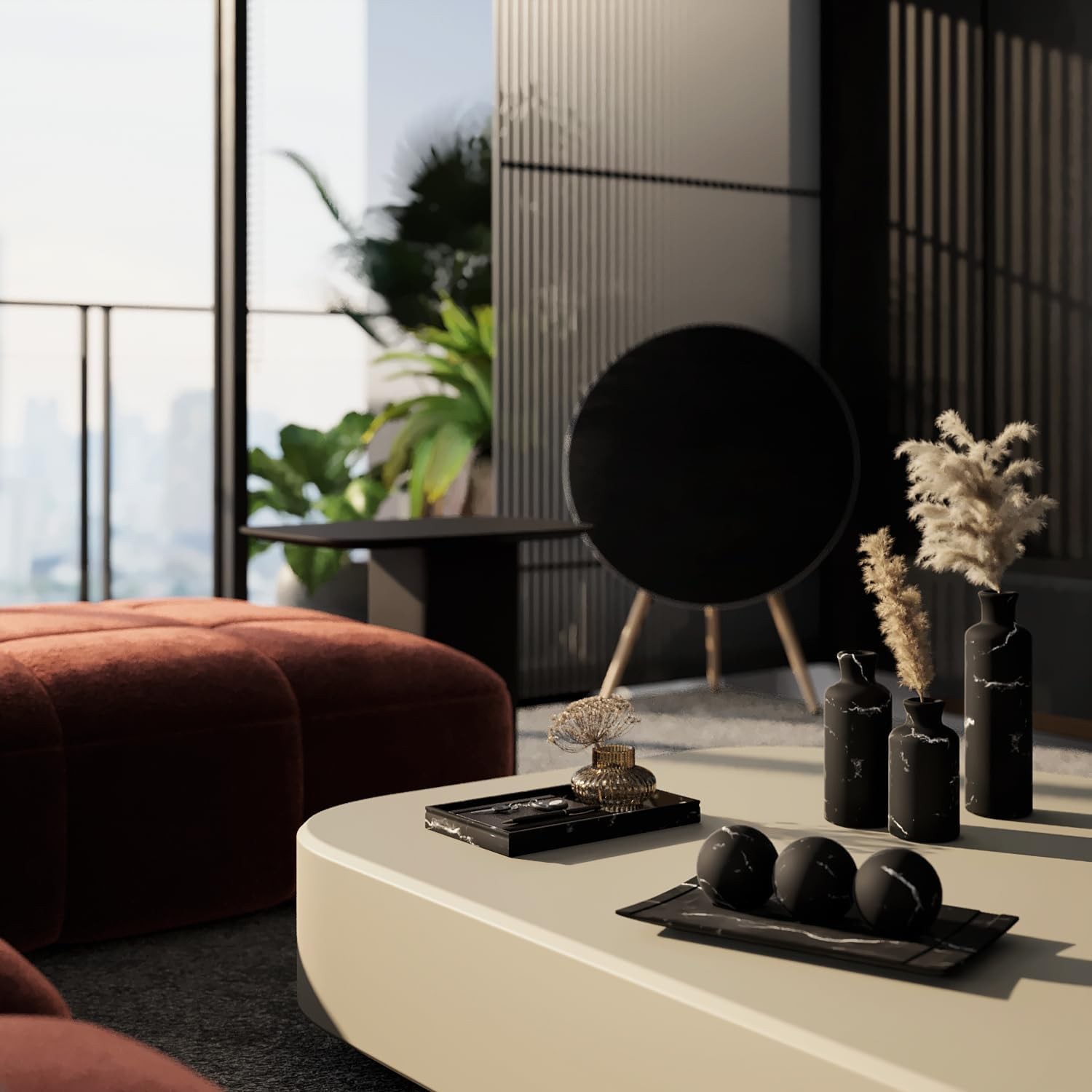 Creative Scents Black Marble Look Home Decor Bowl and Matte 