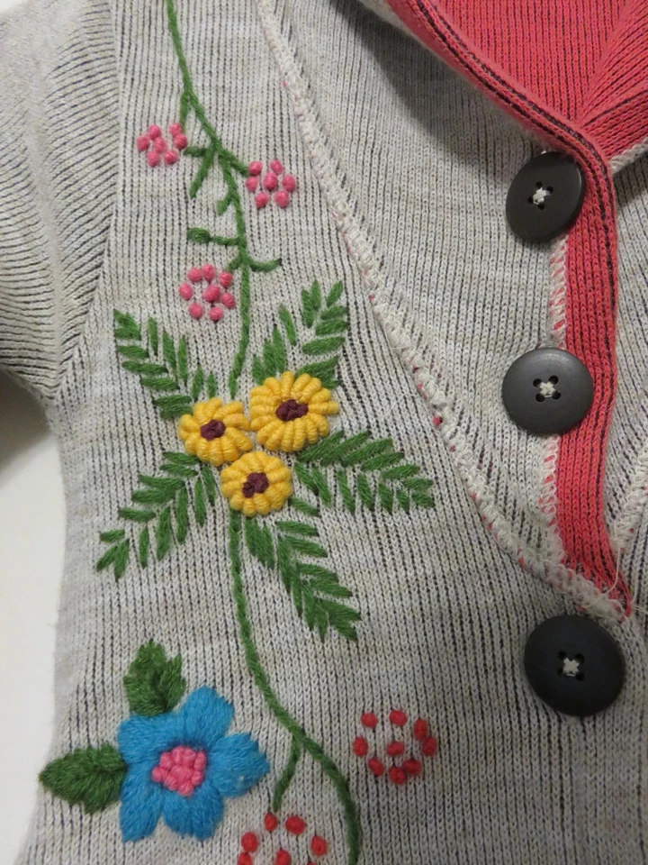 Cárdigan Mimi & Maggie Niñas 2T Algodón Con Capucha Colorido Bordado Floral ¡COMO NUEVO! Foto 3 de 4