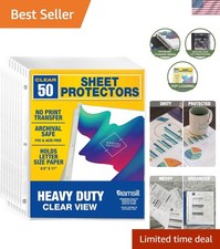 50 Pack Heavy-Duty Sheet Protectors for 8.5x11 Documents - Archival Safe Clear