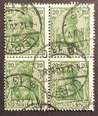 Germany Stamps 1920 Germania 20pf green lozenges wmk SG142 block of 4 used - Image 1 of 2