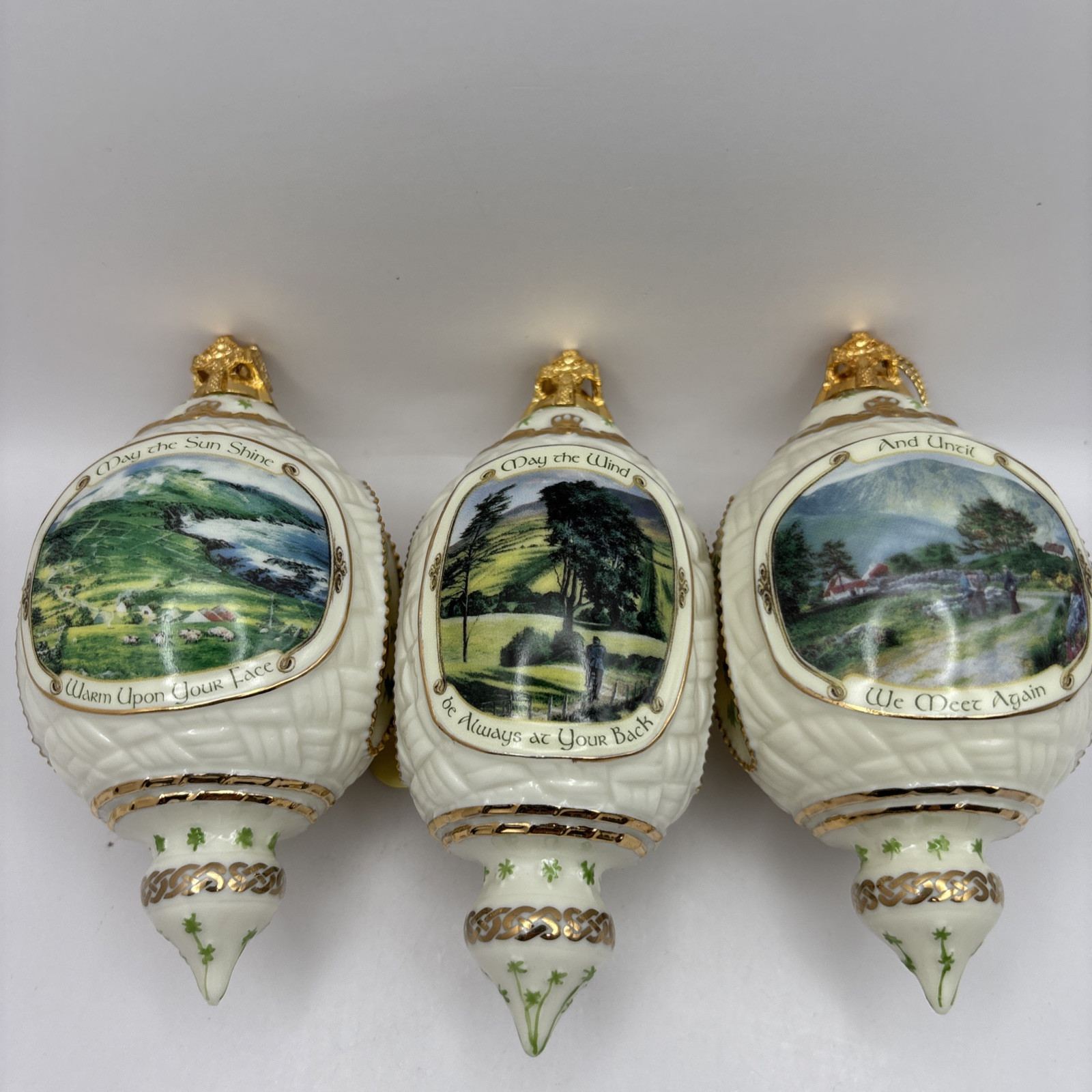 Bradford Exchange Irish Blessings Heirloom Porcelain Ornaments~Set of 3~1999
