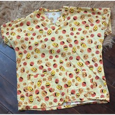 Halloween Pumpkin Scrub Top Women's Short Sleeve Career Uniform Costume Size M