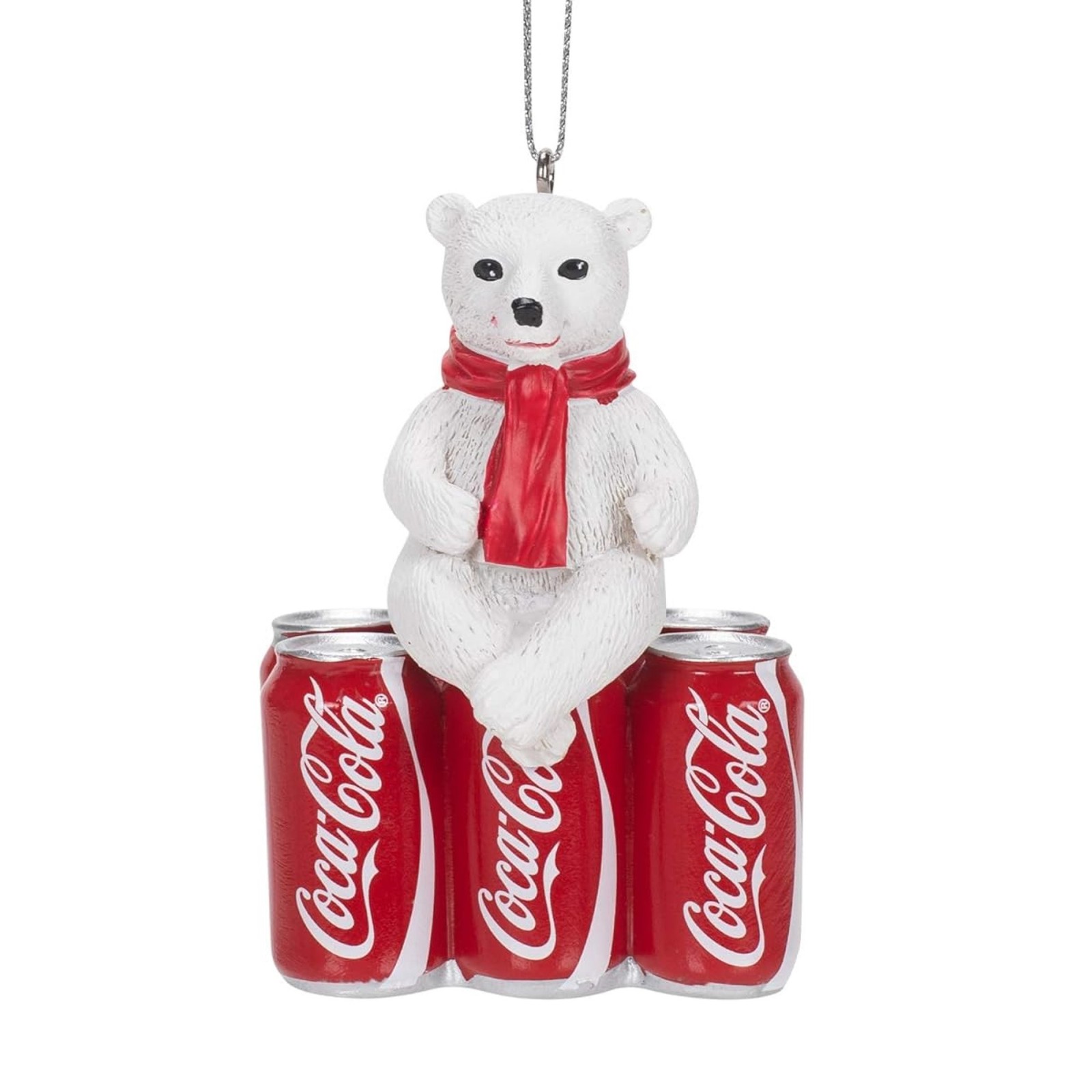 Kurt Adler Resin Ornament for Christmas Tree, Coca-Cola Cub with 6-Pack Cans