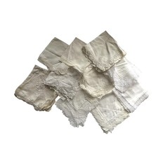 Vintage Lot Of 10 White Lace Trim Hankies Handkerchiefs Wedding Crafts