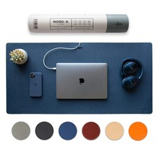 Nordik Leather Desk Mat Cable Organizer Midnight Blue 35 x 17 inch Premium ...