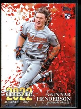 2023 Topps Gunnar Henderson 2022 Greatest Hits Baltimore Orioles #22GH-13