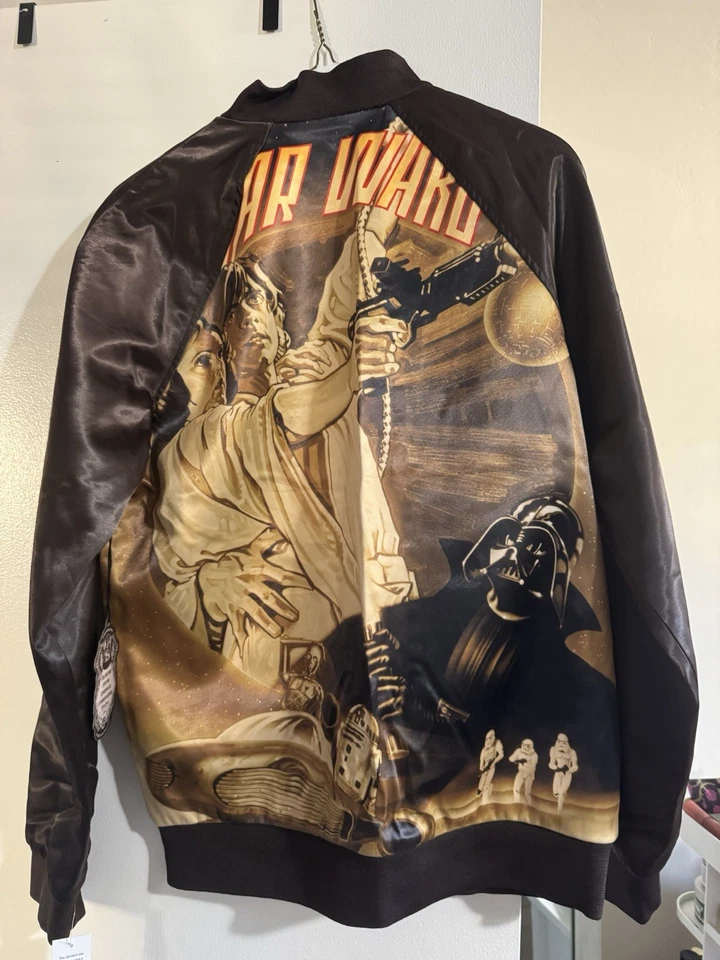 Новый с Ярлыками Disney Star Wars коричневый атлас бейсбольная куртка Люк Лея в размере S - Изображение 4 из 4