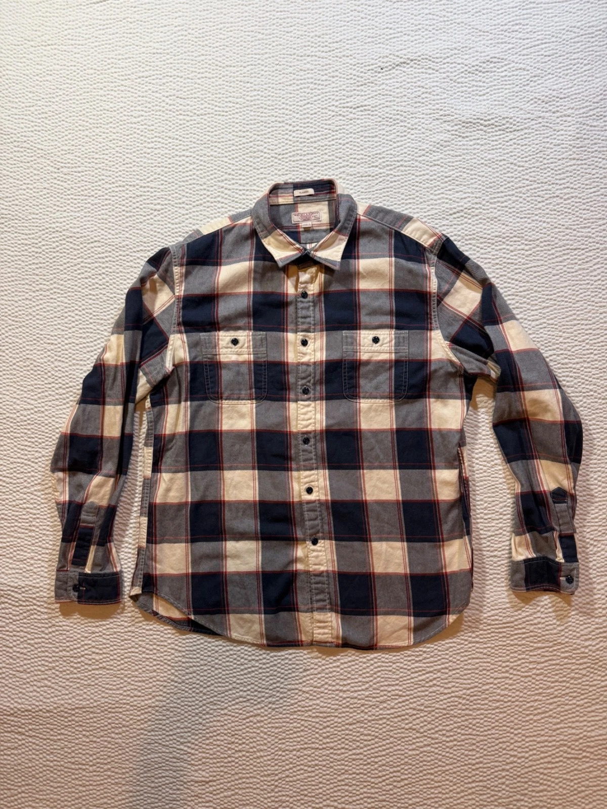 Wallace & Barnes Flannel Shirt Mens Extra Large Plaid Button Up Hiking