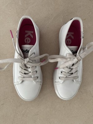 Keds Girls White Lace-Up Low Top Sneakers Round Toe Rubber Sole US 12