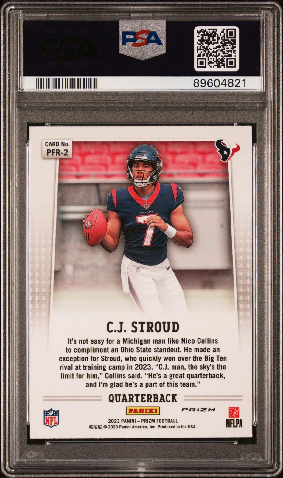CJ Stroud 2023 Panini Prizm Prizm Flashback Rookie #PFR2 PSA 10 view 2