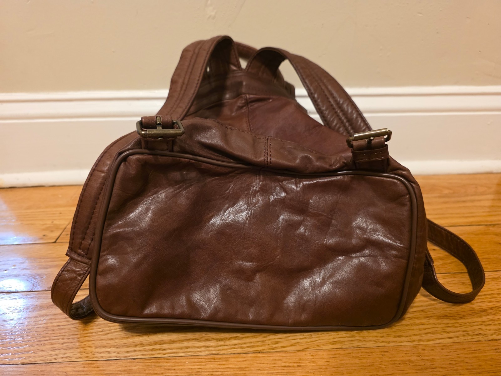 Lucas Brown Leather Drawstring Backpack - image 7