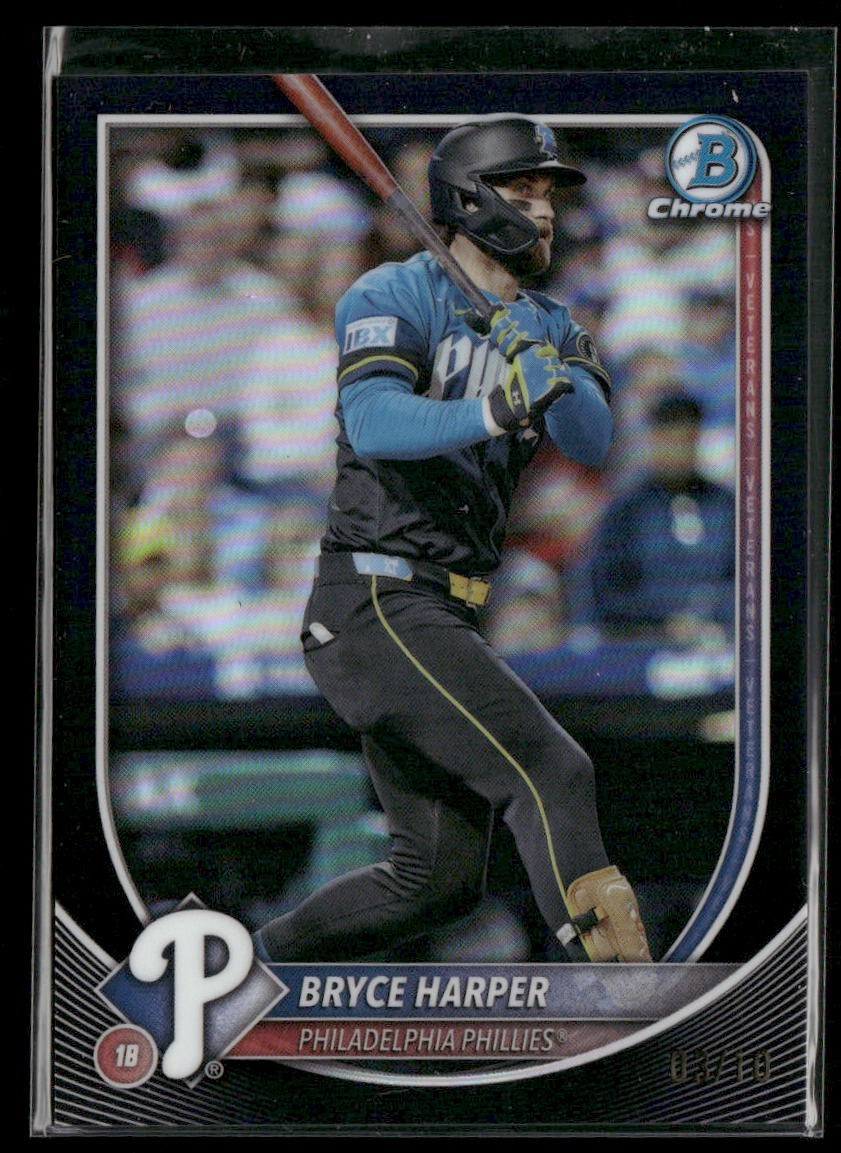 2025 Bowman Chrome Bryce Harper Black Refractor 03/10 Jersey # Match Phillies