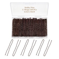 QIUTIMIY 200 Pcs 2.4 Inch U-Shaped Bobby Pins Brown Metal Hair U-2.4in,