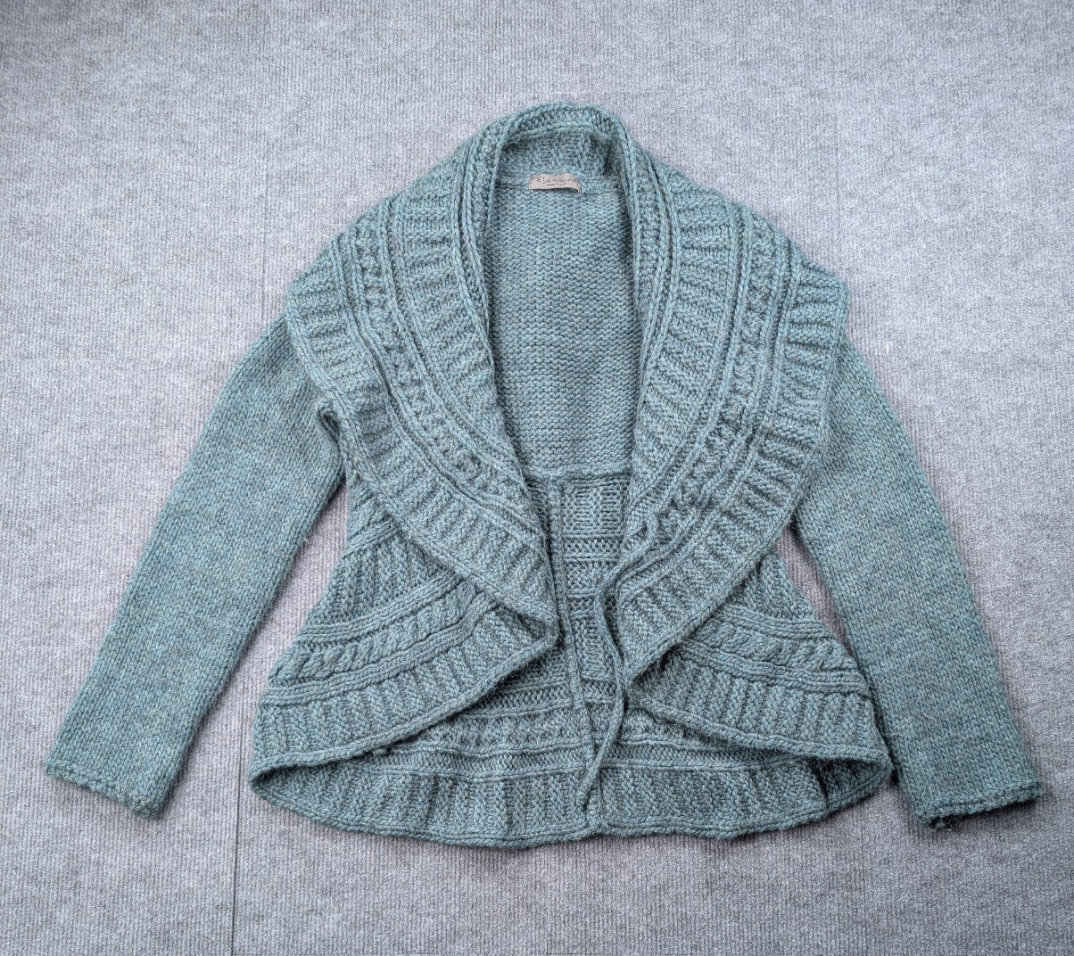 Elsamanda Cardigan Sweater Women Large Alpaca Wool Shawl Chunky Cable Knit Italy
