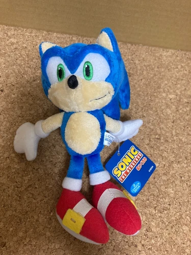 SEGA Sonic Plush Toy Sonic S 18cm Rare Sanei Japan Used with Paper Tags - product listing photo
