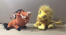 Vintage 2002 Disney Lion King Beanbag Plush Simba and Pumbaa with Timon  Hasbro