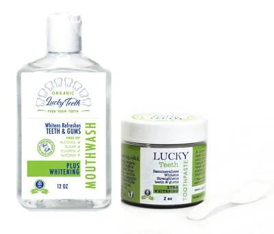 Lucky Teeth Organic Complete PACK, MouthWash + Charcoal Toothpaste.