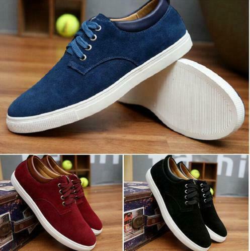 New Men's Leather Casual Fashion Sneakers Lace Casual Shoes Large Size Shoes - Picture 1 of 10