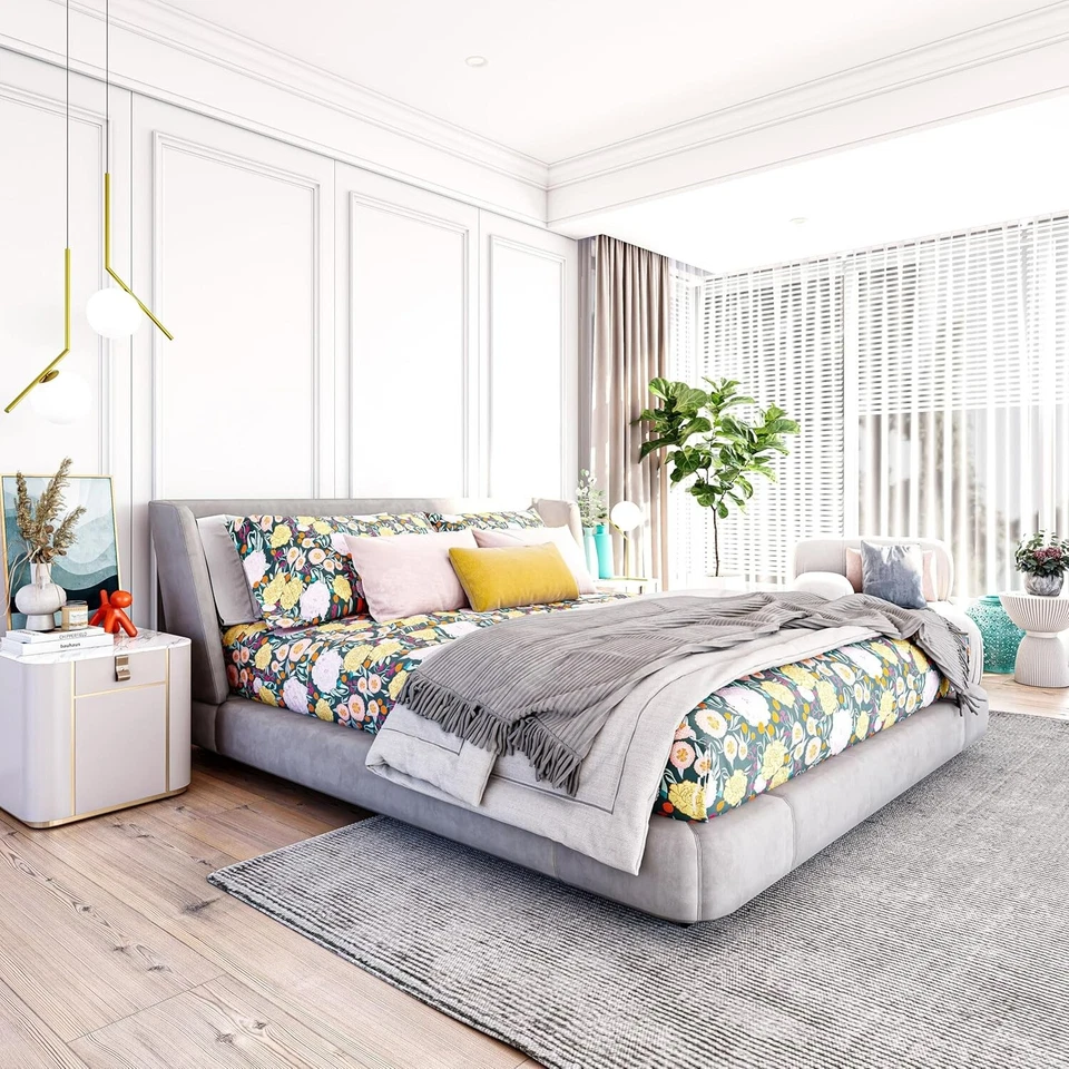 Супермягкие полные простыни премиум-класса с темным цветочным узором для девочек, подростков, главных спален - Изображение 3 из 4