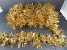 Tinsel Gold Christmas Tree Garland Metallic Wired Vintage 4pc Lot 32 ft C9202