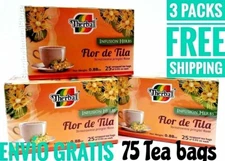 3 Packs TE DE TILA LINDEN FLOWERS TEA 75 BAGS 0.03oz ea. Therbal Hecho en Mexico