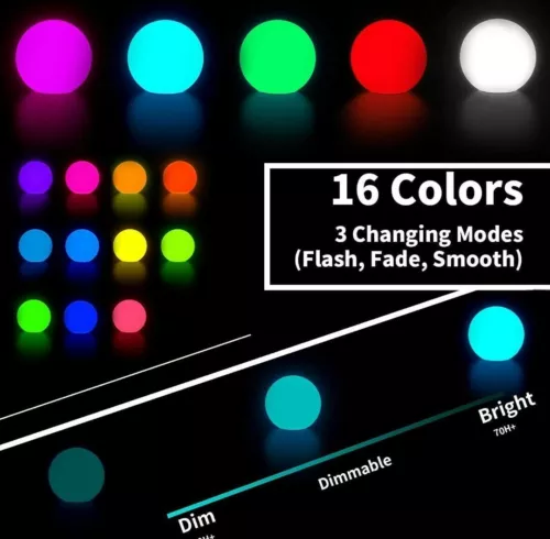 Floating Pool Lights 16 Colors Pond LED Ball Lights Hot Tub Lights with Remote - Picture 2 of 12