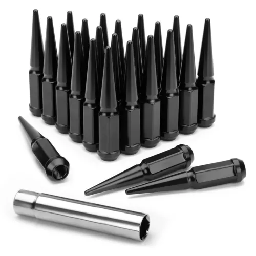 24 PCS black Spike Lug Nuts M14x1.5 For Chevy Silverado Tahoe 4.4" Tall w/ Key - Bild 3 von 12