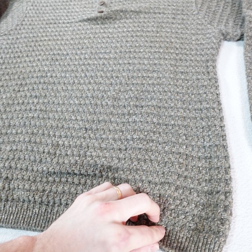 Vintage Fisherman Knit Henley Sweater Mens Large Brown Chunky Grandpa Dad Haggar - Picture 6 of 13