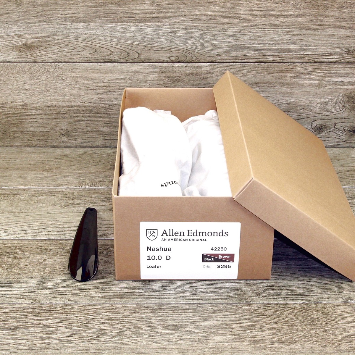 Allen Edmonds NASHUA 10 D Black/Brown * new Cedar Shoe Trees  display picture 1