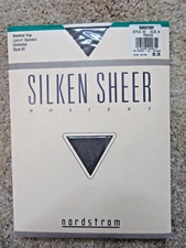 Vintage Nordstrom Pantyhose Silken Sheer Womens Size A Sandal Toe Pewter