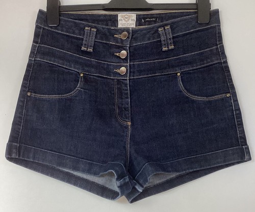 River Island Shorts Sz 14 Dark Blue Ladies High Waist VGC (See Measurements)