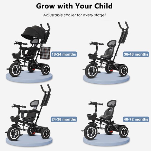 Tricycle Bike 4 In 1 Trike Baby Prams Kids Stroller Toddler Riding Toys Gift - Picture 16 of 36