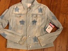 Lularoe Light Wash Denim Stars Design Harvey Jacket Large New With Tags
