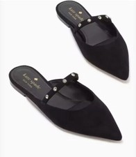 KATE SPADE IRINA BLACK POINTED RHINESTONE DETAIL FLATS SIZE 9