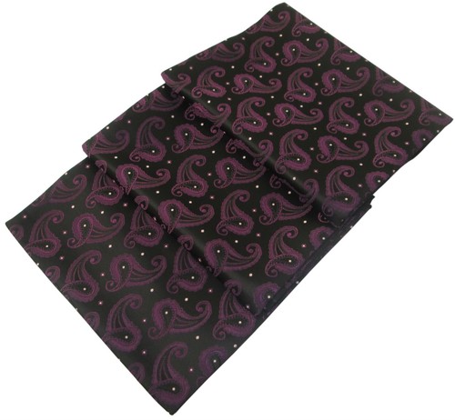 New Men's Designer Black Scarf with with Purple Paisley Design - Picture 4 of 8