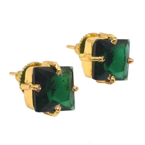 Fashion Earring Chrome Diopside Quartz Gold Plated Jewelry Stud Earring
