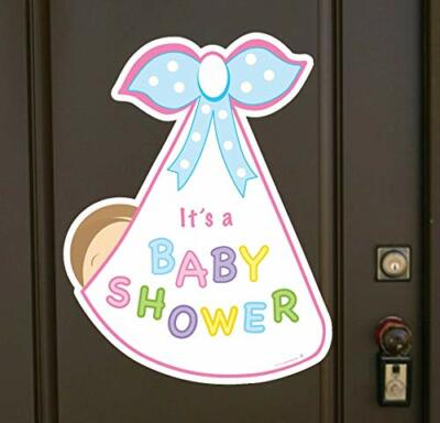 Stork Bundle Hanging It's a Baby Shower Gender Neutral Party Decoration Sign Boy