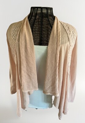 PINK REPUBLIC Womens Pink Open Front Waterfall Lace Trim