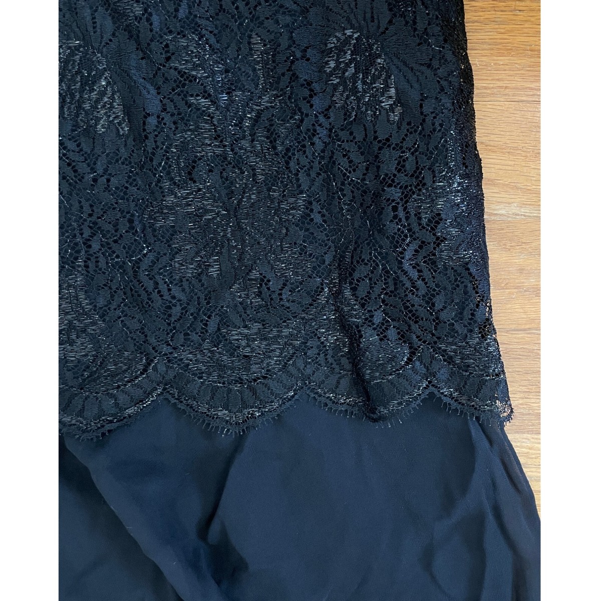 Vintage Holly Harp Dress Size XS 1970s Black Metallic Lace