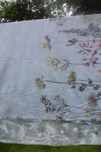 NB84d Dunelm King Duvet Set White Floral &Duck Egg 100% Cotton Reversible - Picture 4 of 7