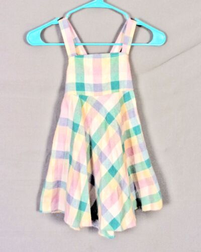 vintage 60s 70s Montgomery Ward Girls Pastel Easter Plaid Check Dress SZ 6 - Afbeelding 1 van 3