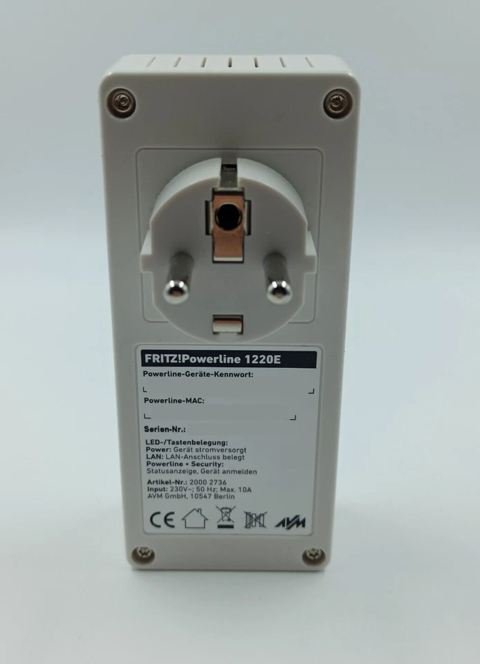 AVM FRITZ Powerline 1220E Gigabit Netzwerk LAN 1200Mbps Adapter Powerlan Dlan - Bild 2 von 2