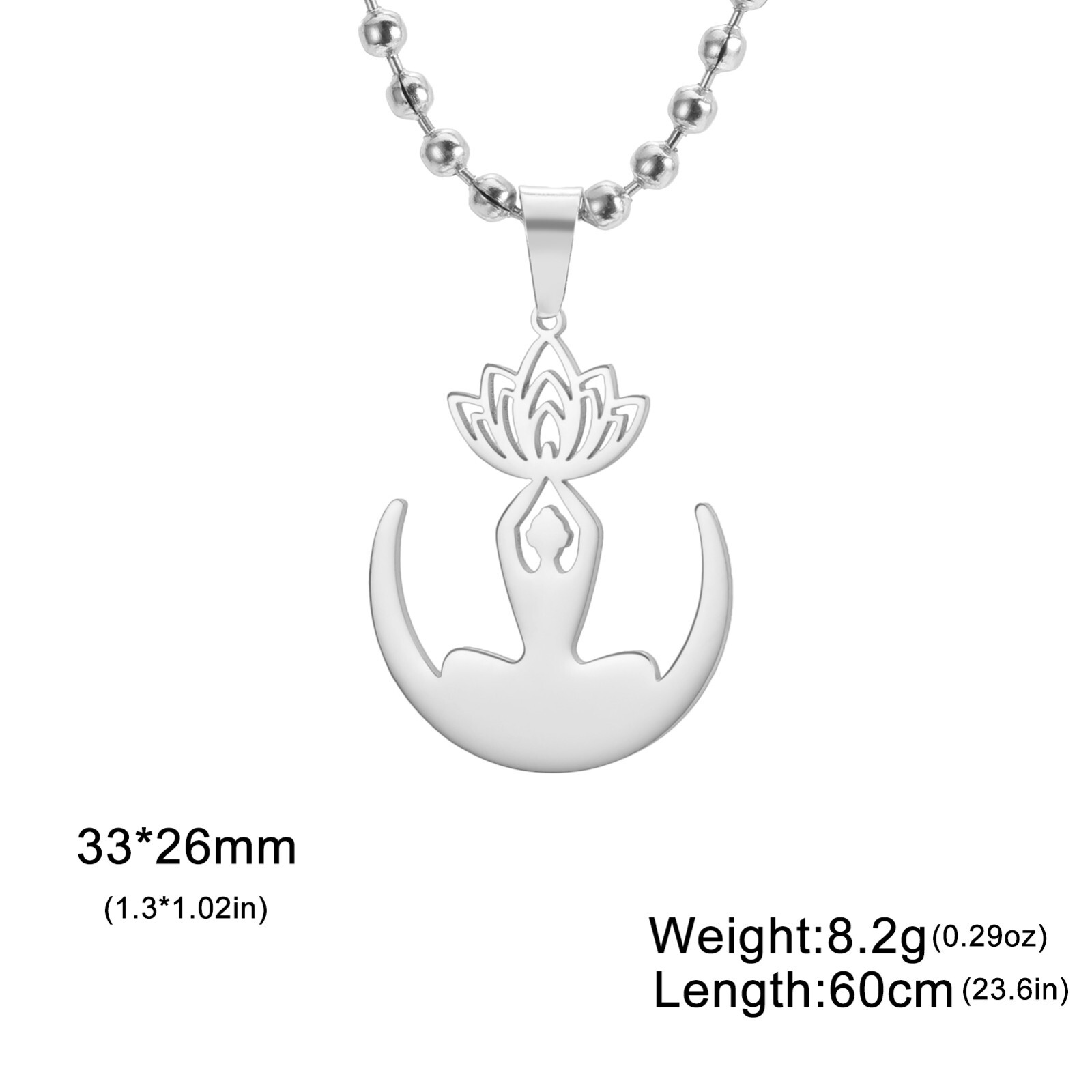 Collar colgante de luna de loto de yoga para mujer cadena de cuentas de acero inoxidable joyería
