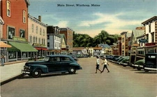 Main Street, Winthrop, Maine, Tichnor Bros., Inc., Boston, Postcard