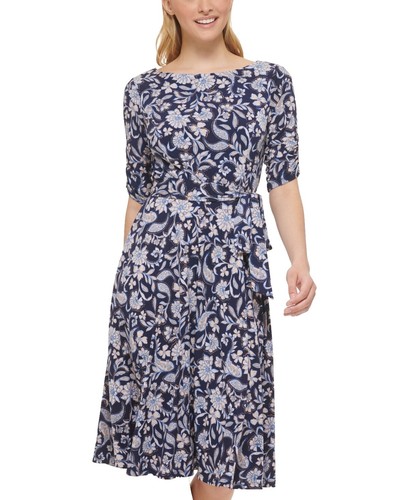Cowgirl Justice Denim Western Dress Small Paisley Trim Amber Marbled Pearl Snaps