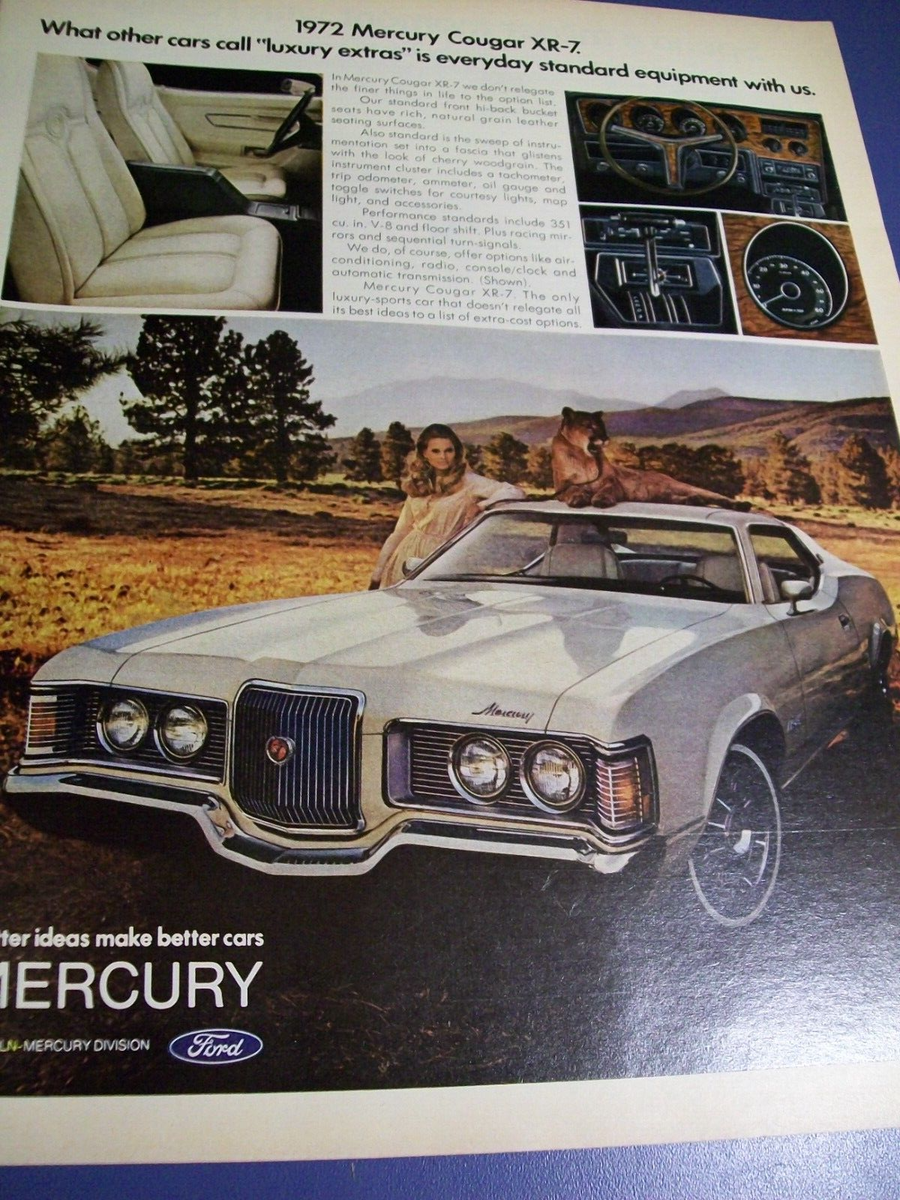 1972 Mercury COUGAR XR-7 XR7 lrg-mag car ad -