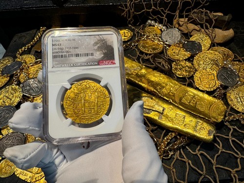 2ND FINEST KNOWN PERU 1705 8 ESCUDOS "1715 FLEET SHIPWRECK' NGC 63 PIRATE COINS - Picture 21 of 24