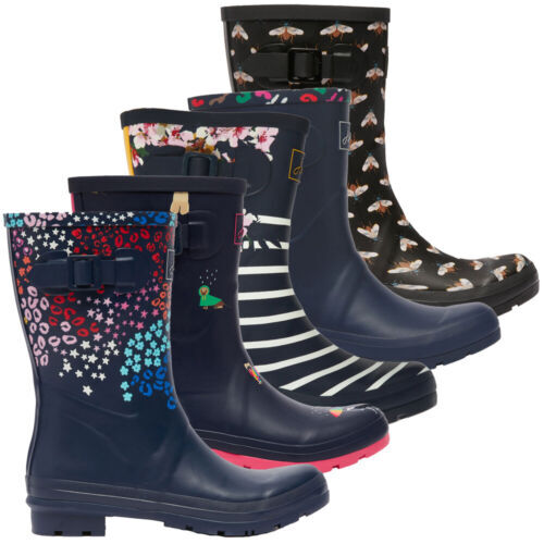 Joules Ladies Chilton Fur Top Warm lined Wellies Navy Stargaze