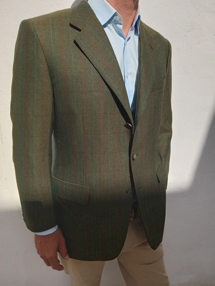 Canali Milano Men's Green Herringbone Jacket Size 40 UK Cashmere Mix RRP £750 - Image 4 of 4
